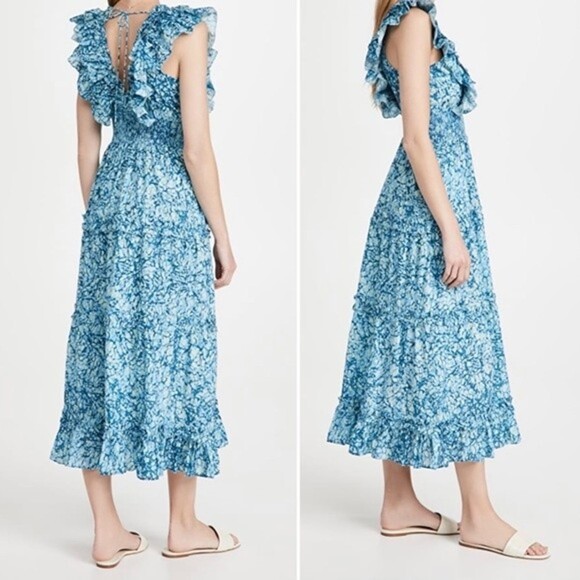 Love The Label Azalea Blue Tiered Ruffle Maxi Dress Womens Size Large - Picture 5 of 16